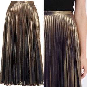 Topshop Metallic Pleated midi skirt